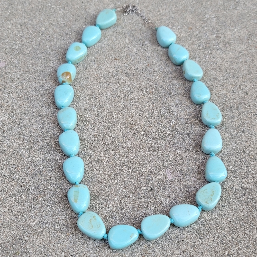 Vtg 26" Faux Turquoise Chunky Necklace - Picture 1 of 7